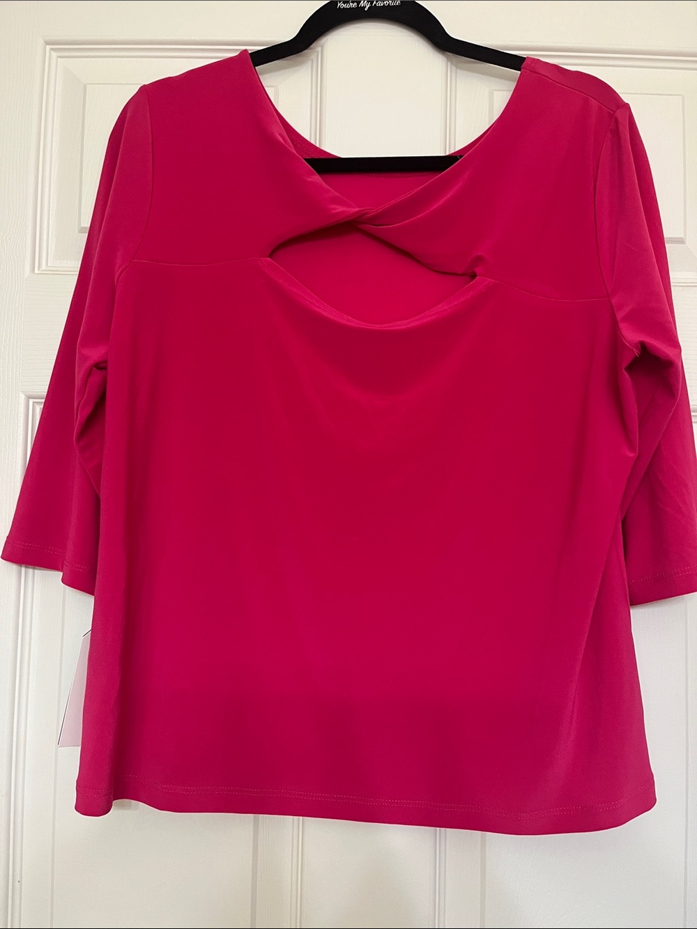 Fuchsia Twist-Front Long Sleeve Top